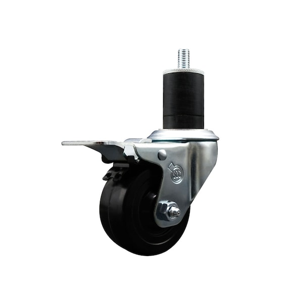 3'' Hard Rubber Swivel 1-3/4'' Expanding Stem Caster Total Lock Brake